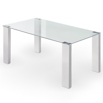 MESA SOUL - CRISTAL TRANSPARENTE PATAS BLANCAS