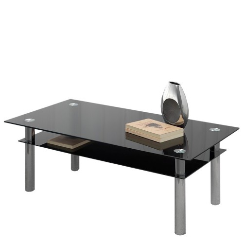 MESA DE CENTRO BAMBOO - RECTANGULAR CRISTAL NEGRO