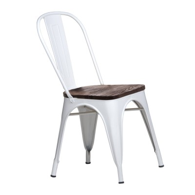 SILLA METAL Y MADERA VOLT-BLANCA