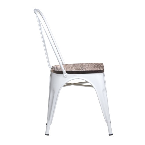 SILLA METAL Y MADERA VOLT-BLANCA