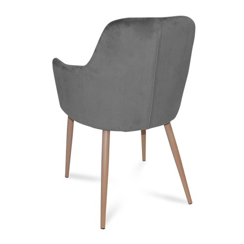 SILLON CLASSIC TERCIOPELO GRIS-PATA HAYA