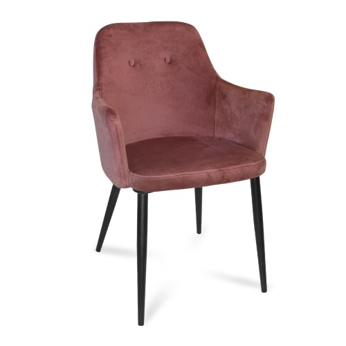 SILLON CLASSIC TERCIOPELO ROSA-PATA NEGRA