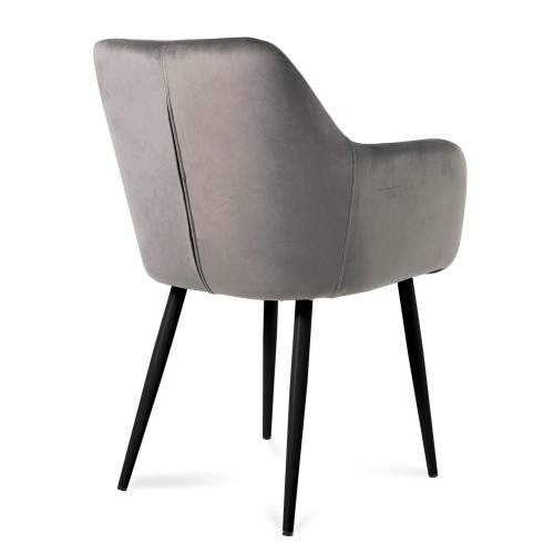 SILLON ROMA TERCIOPELO GRIS PATA NEGRA