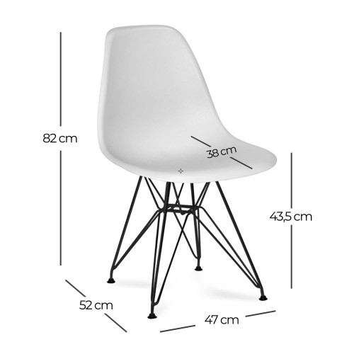 SILLA DALMAU NEGRA ASIENTO BLANCO