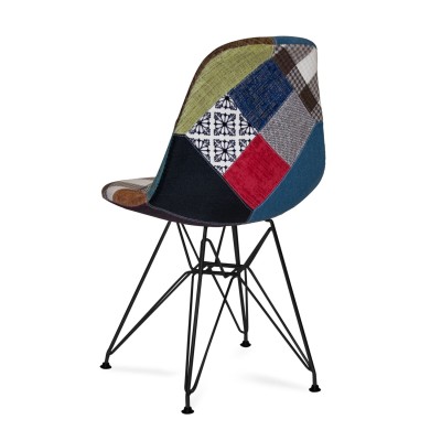 SILLA DALMAU NEGRA ASIENTO PATCHWORK 2