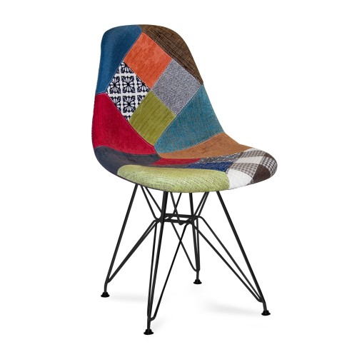 SILLA DALMAU NEGRA ASIENTO PATCHWORK