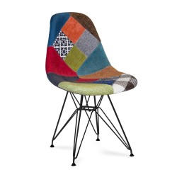SILLA DALMAU NEGRA ASIENTO PATCHWORK