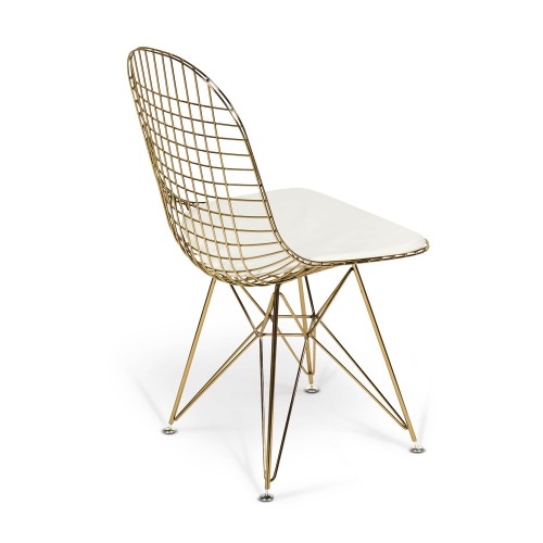 SILLA WIRE ORO - BLANCA