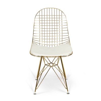 SILLA WIRE ORO - BLANCA