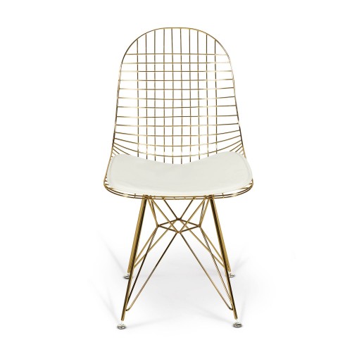 SILLA WIRE ORO - BLANCA