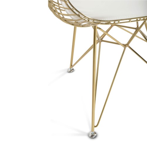 SILLA WIRE ORO - BLANCA