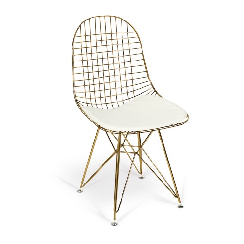 SILLA WIRE ORO - BLANCA