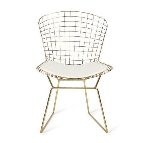 SILLA BERTOIA ORO ASIENTO BLANCO