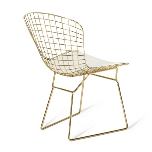 SILLA BERTOIA ORO ASIENTO BLANCO