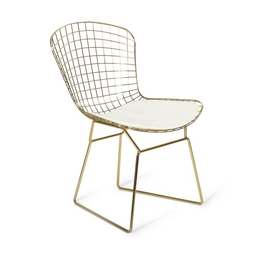 SILLA BERTOIA ORO ASIENTO BLANCO