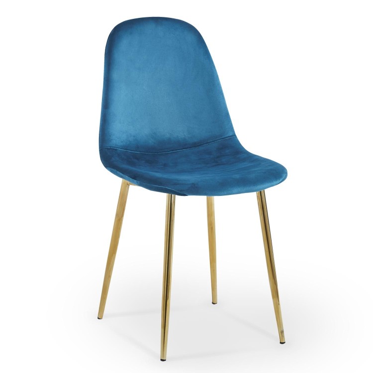 SILLA VELVET DORADA ZUL