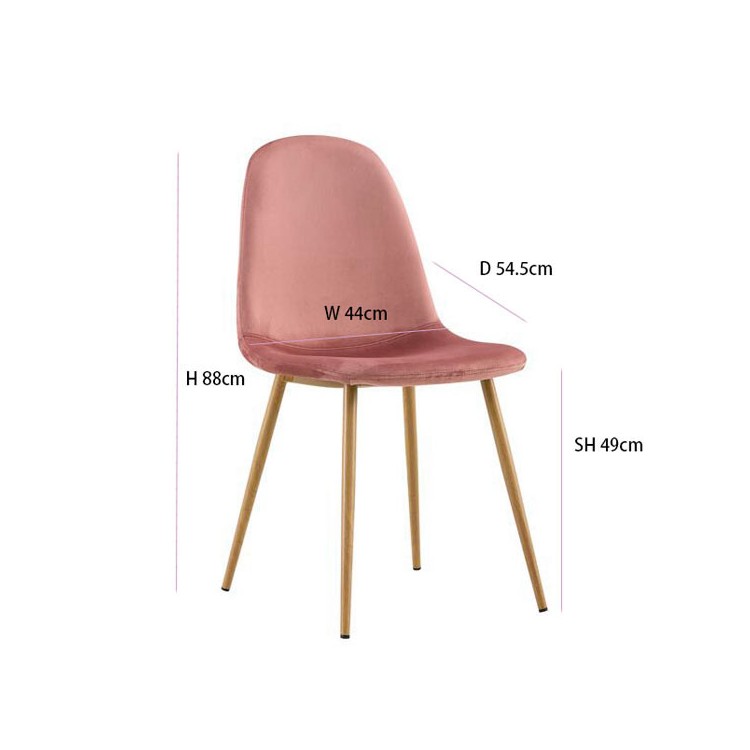 SILLA ZEN TERCIOPELO ROSA PATA HAYA