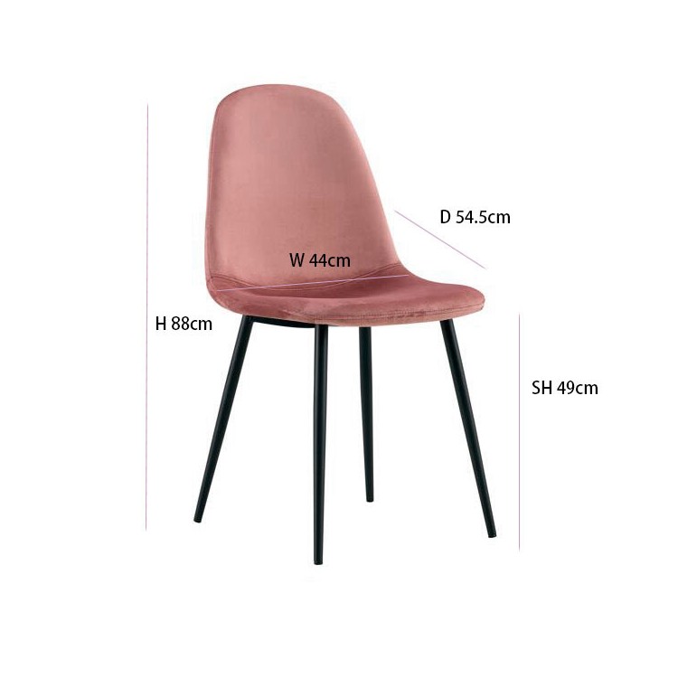 SILLA ZEN TERCIOPELO ROSA PATAS NEGRAS