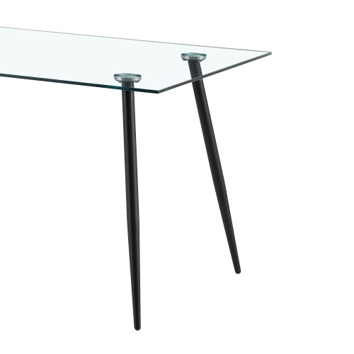 MESA BASIC CRISTAL TRANSPARENTE PATA NEGRA