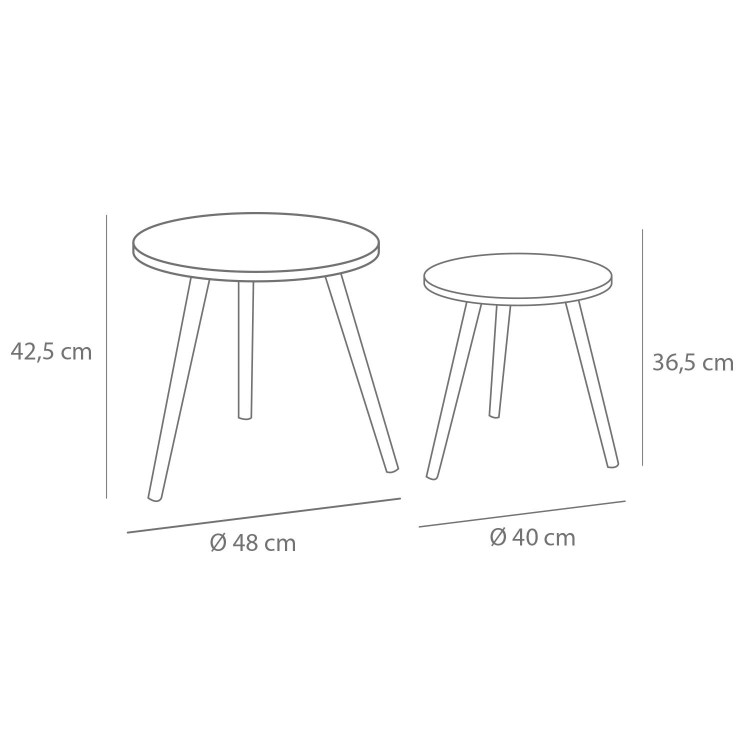 SET DE 2 MESAS AUXILIARES REDONDAS BALI