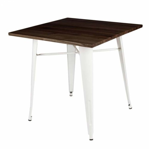 MESA VOLT 80 BLANCA MADERA OSCURA-PATA BLANCA