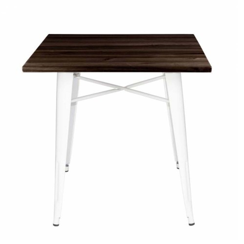 MESA VOLT 80 BLANCA MADERA OSCURA-PATA BLANCA