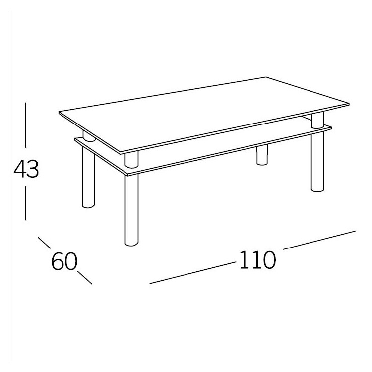 MESA DE CENTRO BAMBOO - RECTANGULAR CRISTAL NEGRO