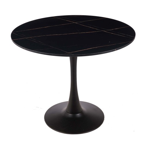 MESA GINA EFECTO MÁRMOL NEGRO 90 CM