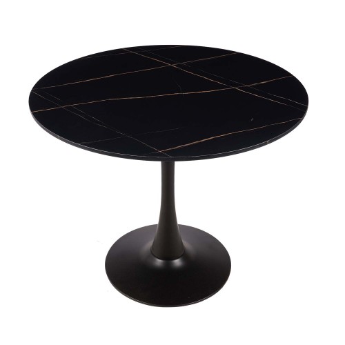 MESA GINA EFECTO MÁRMOL NEGRO 90 CM