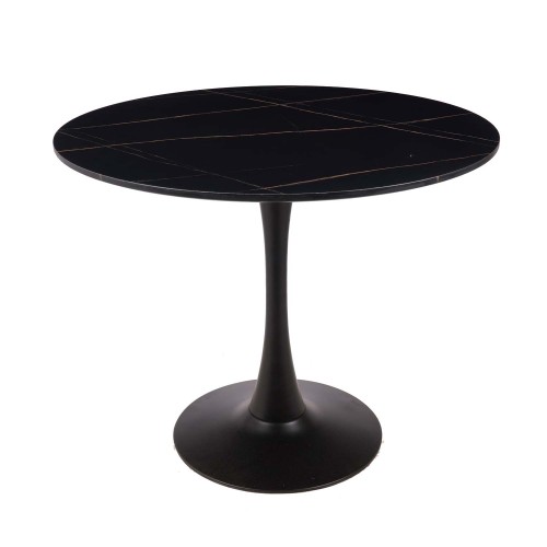 MESA GINA EFECTO MÁRMOL NEGRO 90 CM