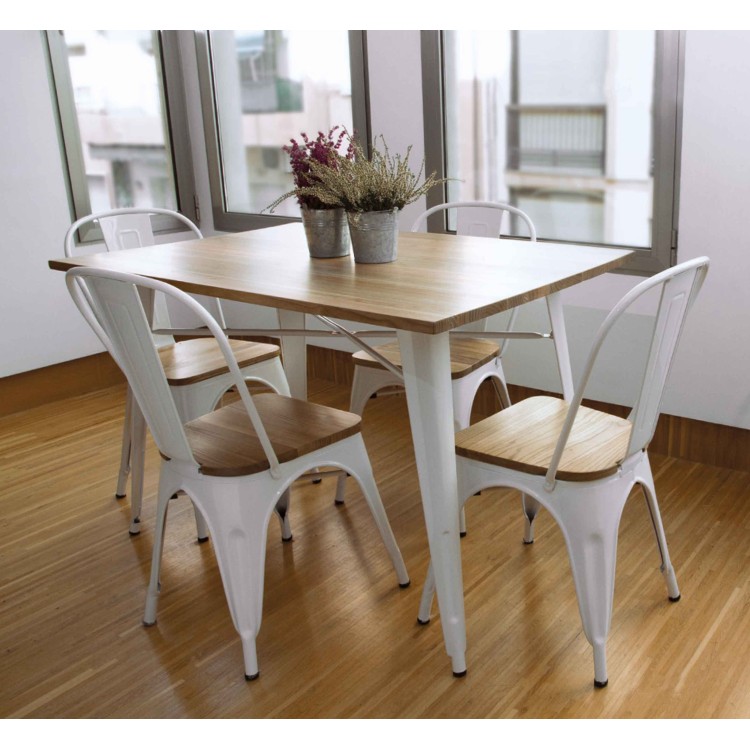 TABLE VOLT 120 BLANCHE BOIS / PIED BLANC