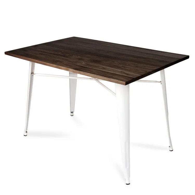 MESA VOLT 120 BLANCA MADERA OSCURA-PATA BLANCA