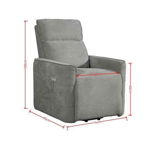 FAUTEUIL PRAGA GRIS POWER LIFT 1 PLACE