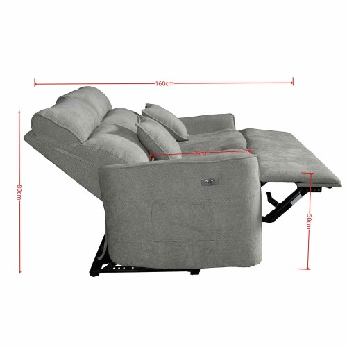 SILLÓN PRAGA GRIS 3 PLAZAS ELÉCTRICO