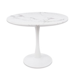 MESA GINA EFECTO MÁRMOL BLANCA 90 CM