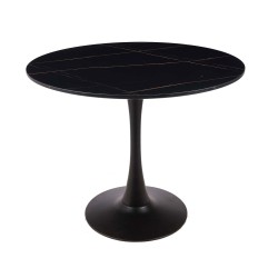 MESA GINA EFECTO MÁRMOL NEGRO 90 CM
