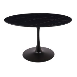 MESA GINA EFEITO MÁRMORE PRETA 120 CM