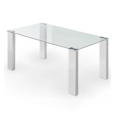 MESA SOUL - CRISTAL TRANSPARENTE PATAS BLANCAS