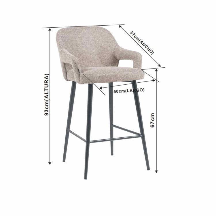 Tabouret Tebas gris clair - CasaThai