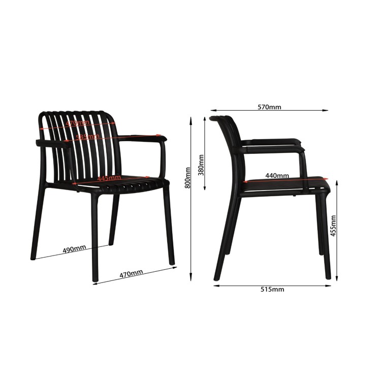 Silla con reposabrazos Cloe Negra-Casa Thai