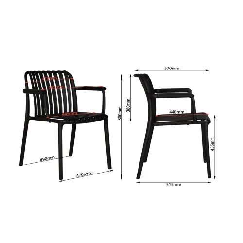 Chaise avec accoudoirs Cloe Negra-Casa Thai