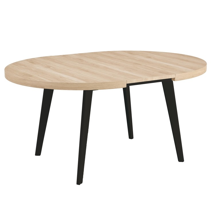 TABLE EXTENSIBLE ENZO EN BOIS AVEC PIEDS NOIRS