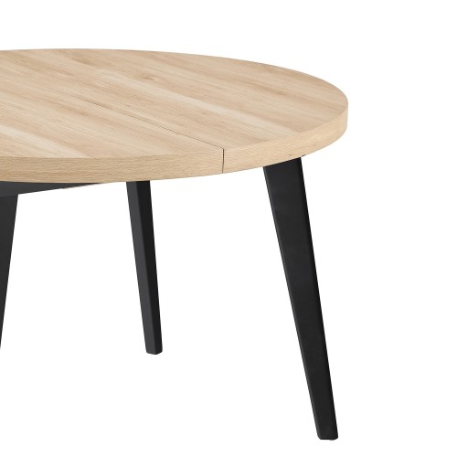 MESA EXTENSÍVEL ENZO DE MADEIRA COM PÉS PRETOS