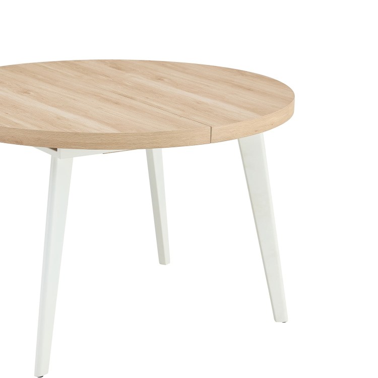 TABLE EXTENSIBLE ENZO EN BOIS AVEC PIEDS BLANCS