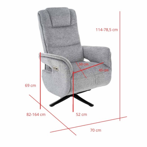 POLTRONA RELAX ELETTRICA MALTA GRIGIO