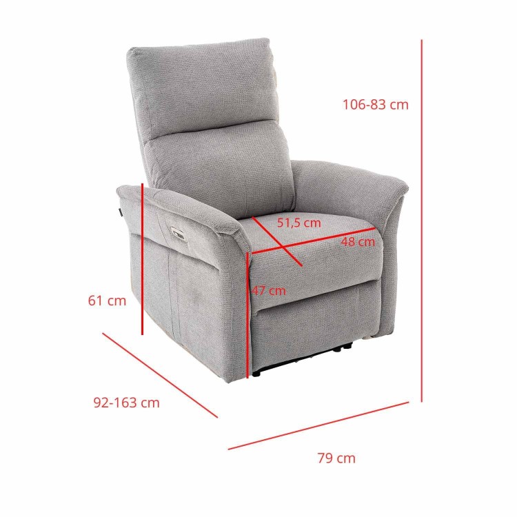 SILLÓN OLAF RELAX ELÉCTRICO GRIS