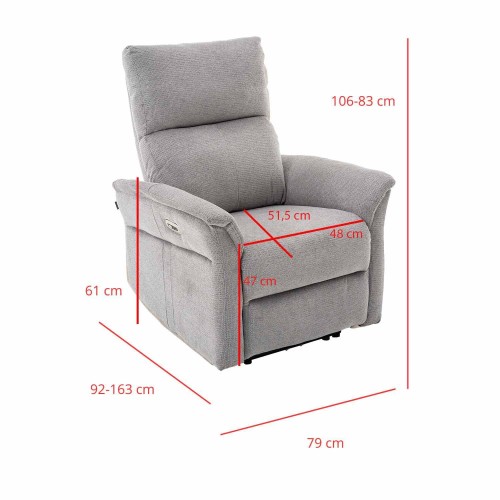 SILLÓN OLAF RELAX ELÉCTRICO GRIS