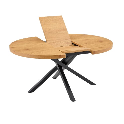 AUSZIEHBARER TISCH SIENNA HOLZ MIT SCHWARZEM GESTELL
