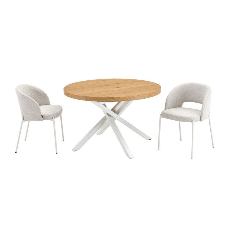 MESA EXTENSÍVEL SIENNA MADEIRA PÉ BRANCO