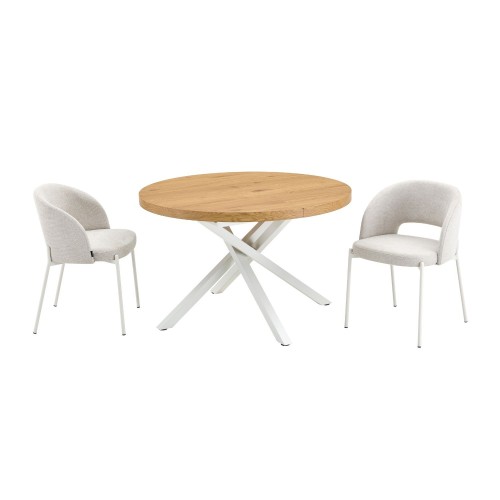 MESA EXTENSIBLE SIENNA MADERA PATA BLANCA